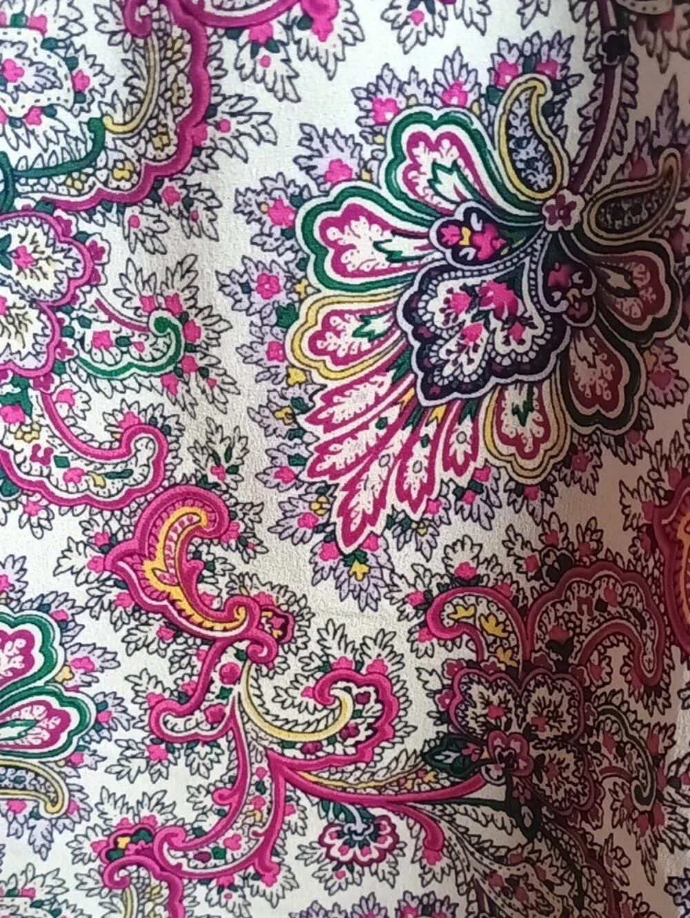 J Crew Pink Green Paisley Blouse with Pink, Green and Navy Accents